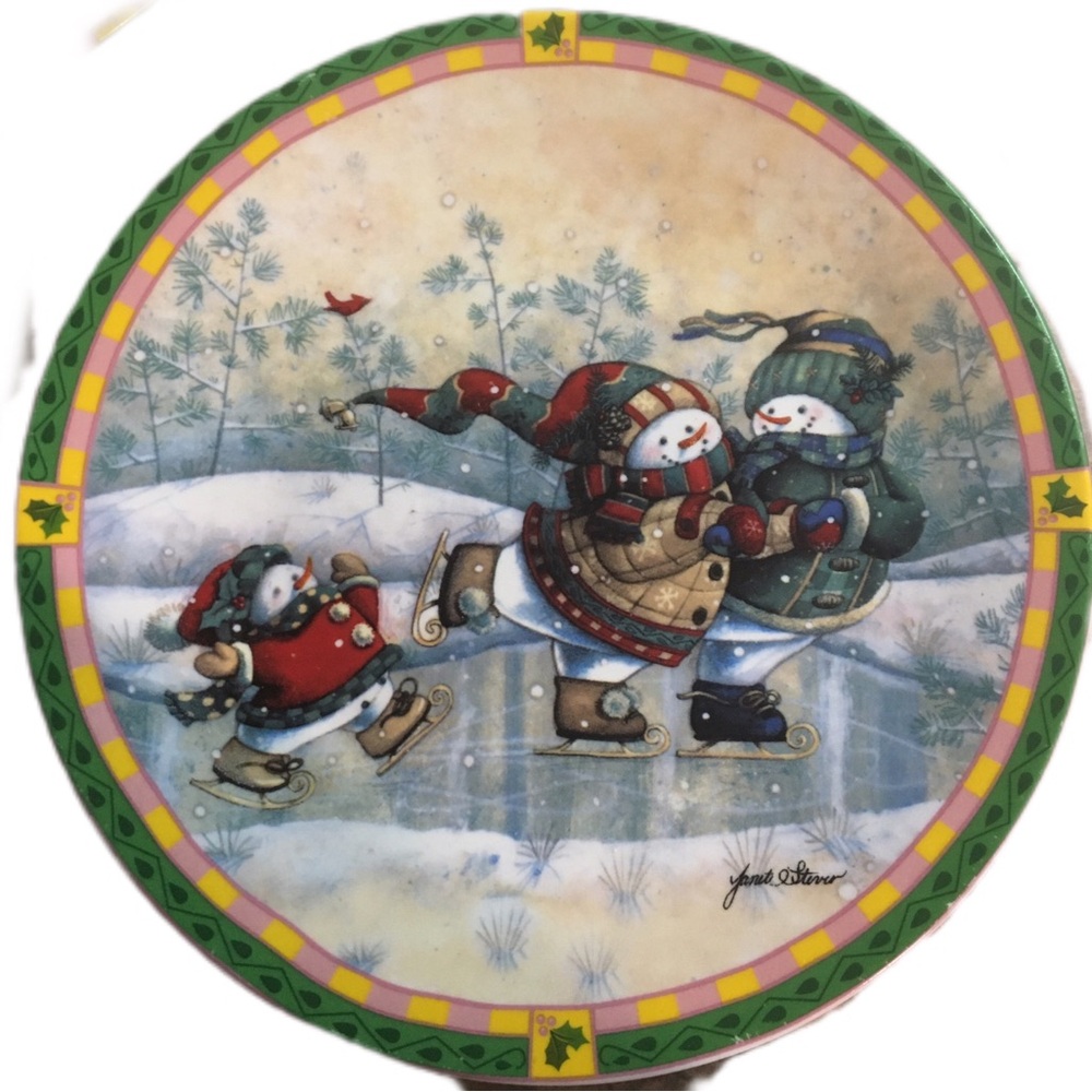 Holiday Snowman Skating Plate
